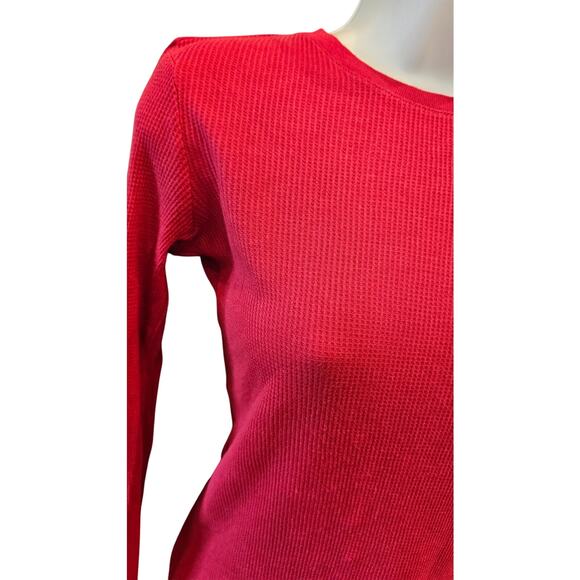 NWOT GAP red holiday waffle knit thermal bright red Christmas warm lounge XS - Picture 4 of 8